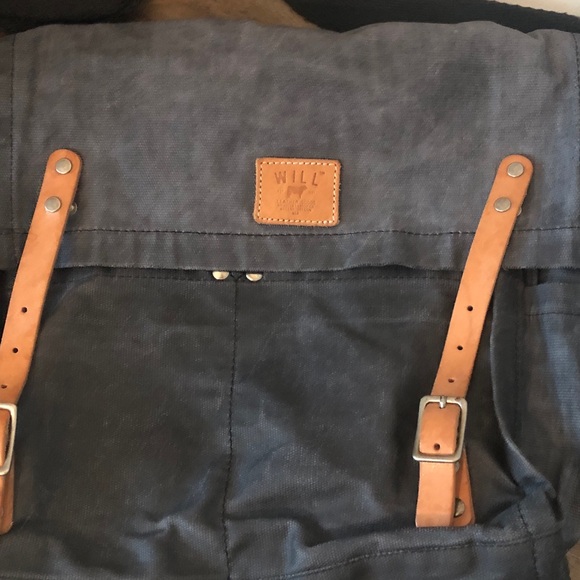 Will Leather Goods Charcoal and Tan Messenger Bag waxed canvas great shape - Picture 5 of 8